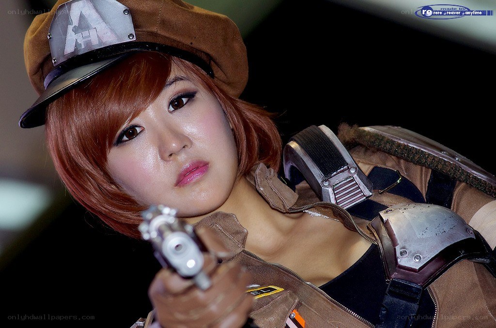 cosplayer holding a gun