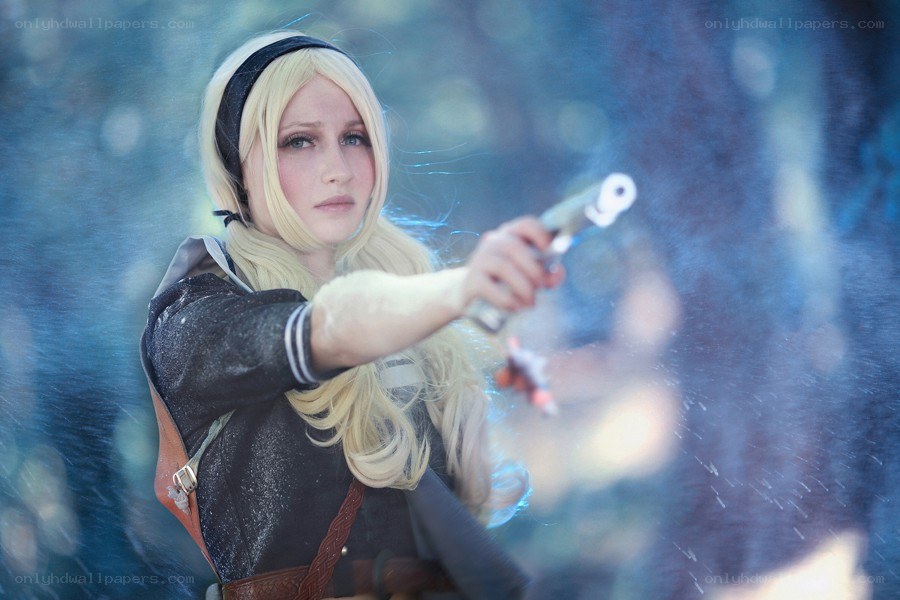 cosplayer holding a gun