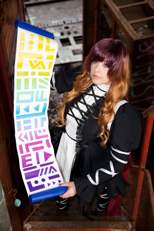 cosplayer holding a scroll