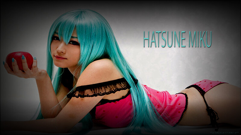 Cosplayer Holding Apple — Cyan