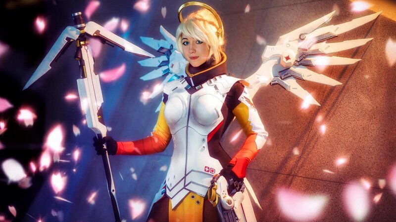 Cosplayer Holding Weapon — White