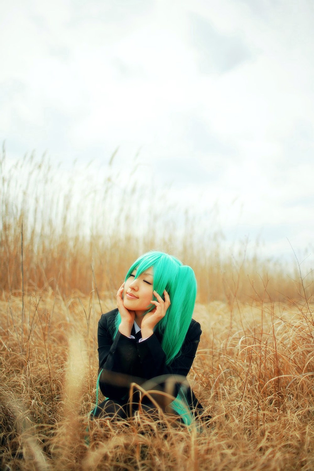 cosplayer in a field