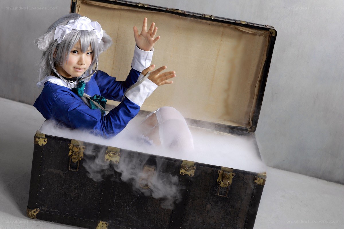 cosplayer in a trunk with smoke