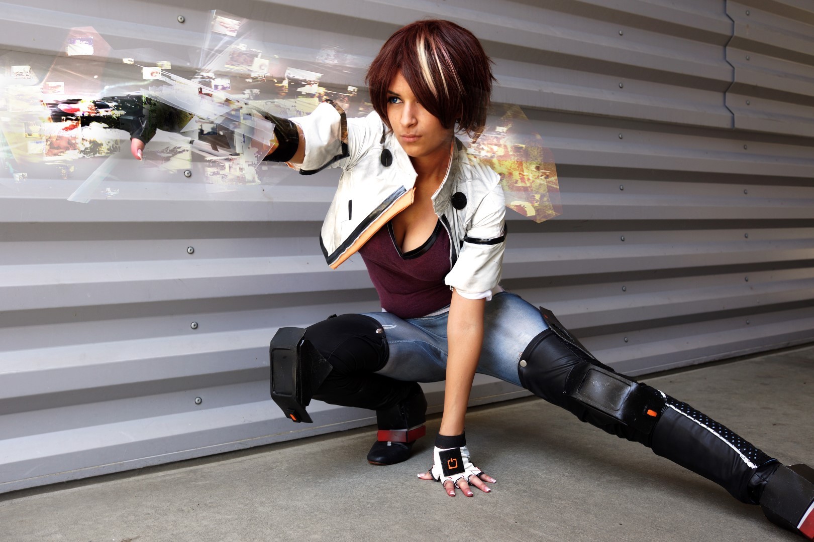 cosplayer in action pose