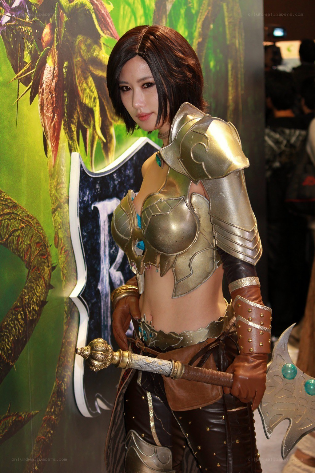 cosplayer in armor costume