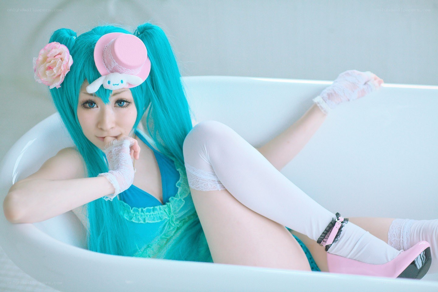 cosplayer in bathtub