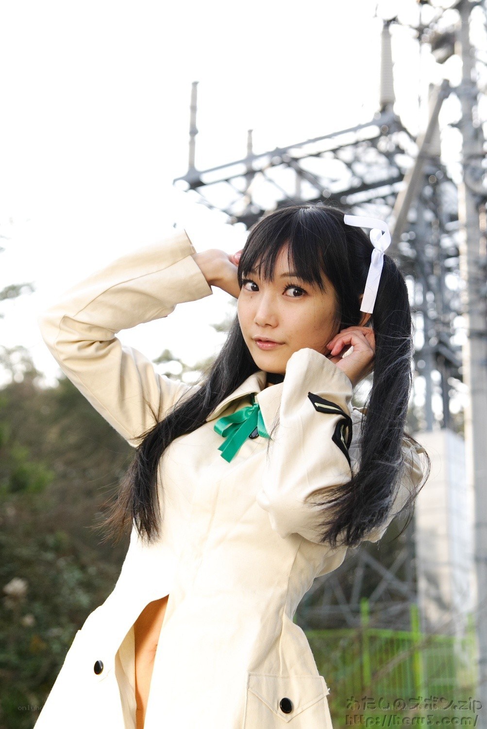 cosplayer in beige coat