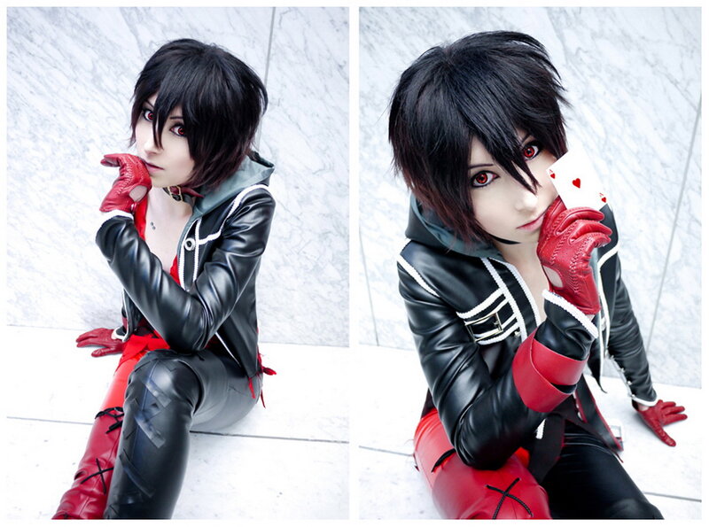 Cosplayer in Black and Red Outfit — Dramatic, Photograph