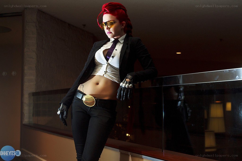 cosplayer in black suit
