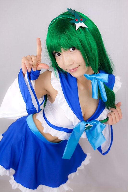 Cosplayer in Blue and White Outfit — Green
