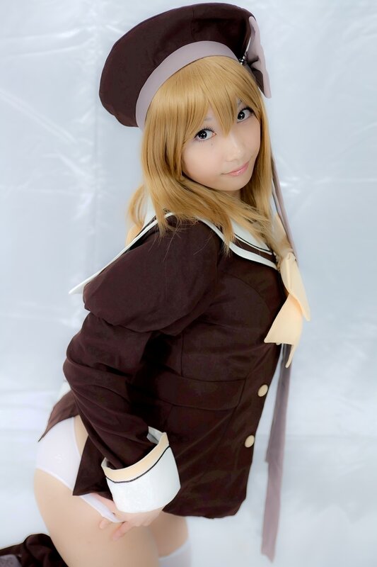 cosplayer in brown uniform