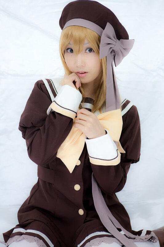 cosplayer in brown uniform