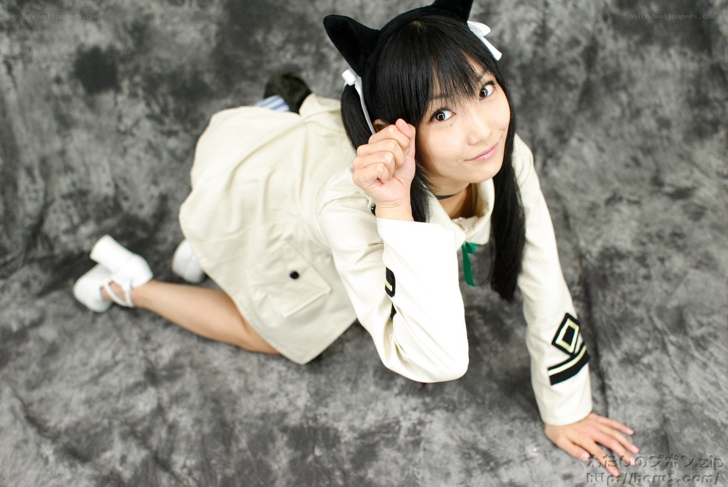 cosplayer in cat ears costume
