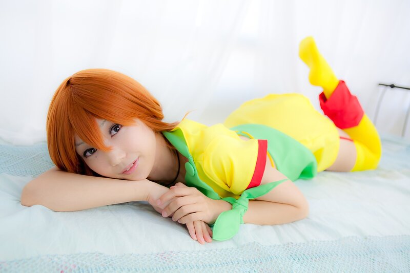 cosplayer in colorful costume
