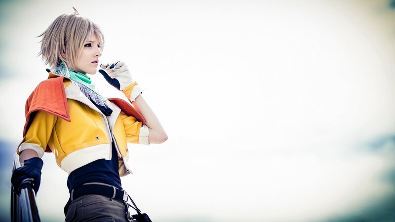 cosplayer in colorful jacket