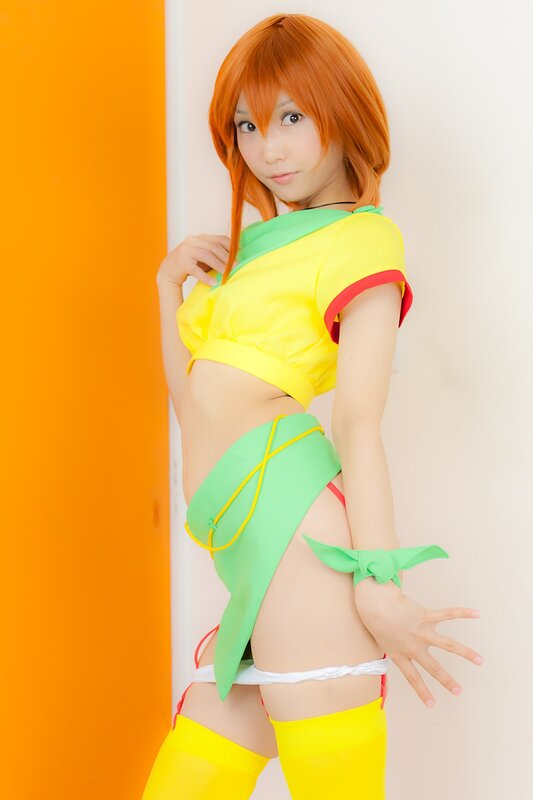 cosplayer in colorful outfit