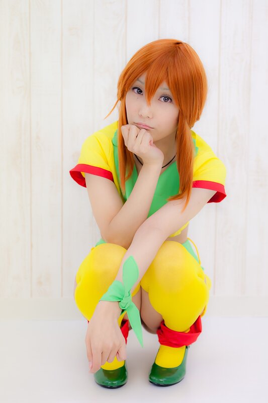 cosplayer in colorful outfit
