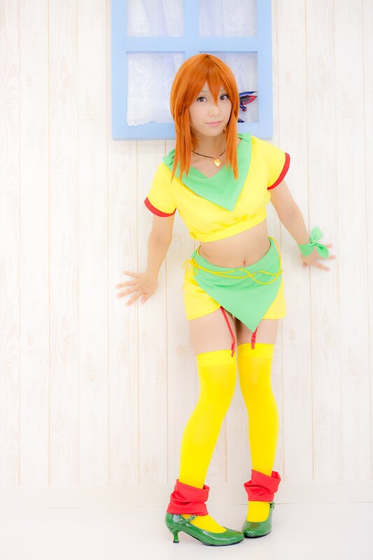 cosplayer in colorful outfit