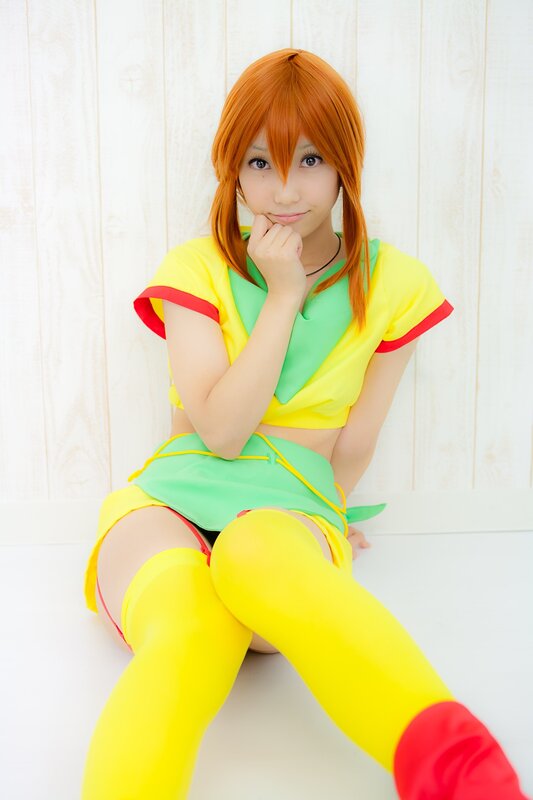 cosplayer in colorful outfit
