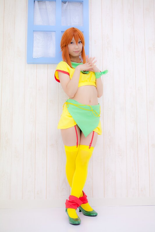 cosplayer in colorful outfit