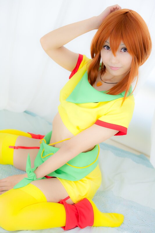 cosplayer in colorful outfit
