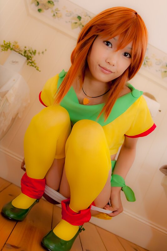 cosplayer in colorful outfit