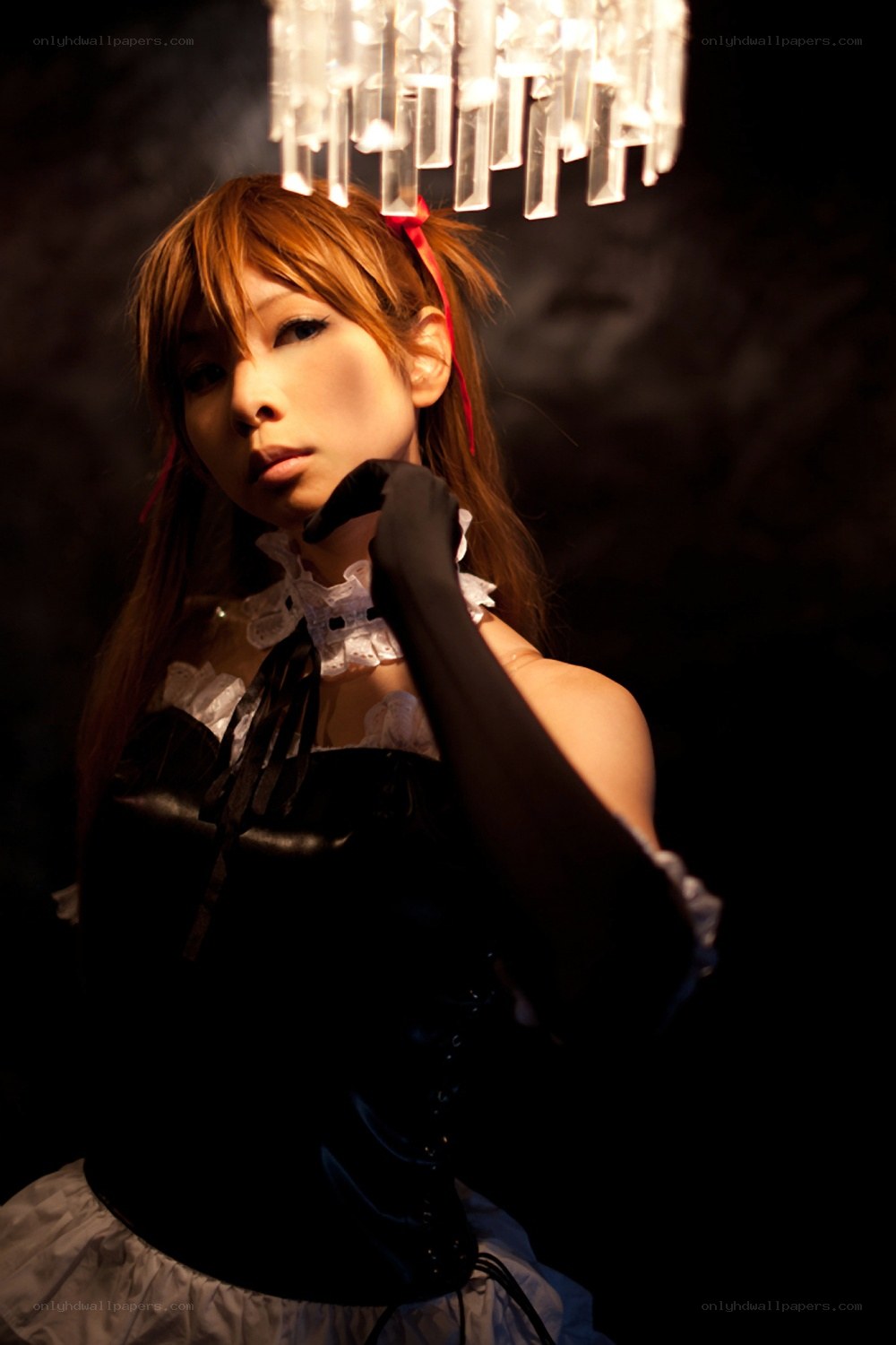 cosplayer in dark dress