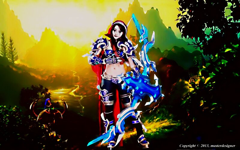 Cosplayer in Fantasy Armor — Blue