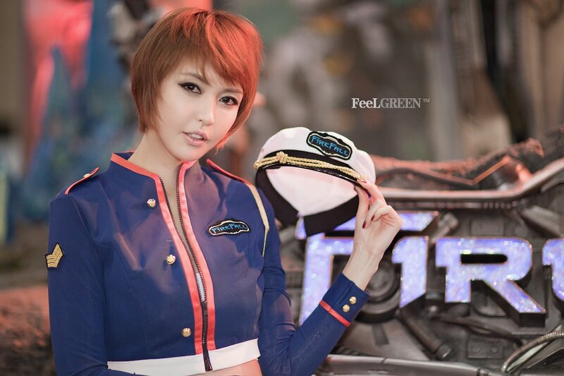 cosplayer in firefall uniform