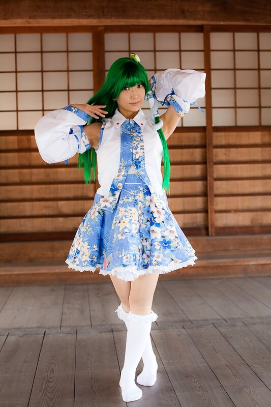 cosplayer in floral dress