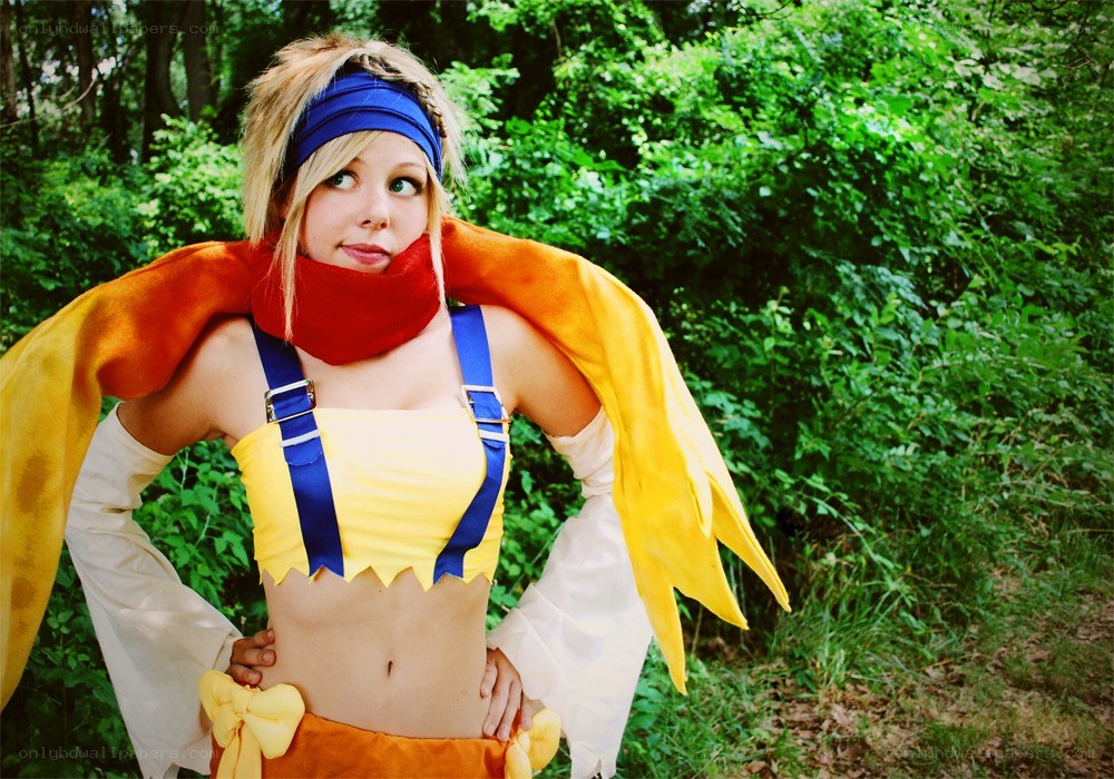 cosplayer in forest costume