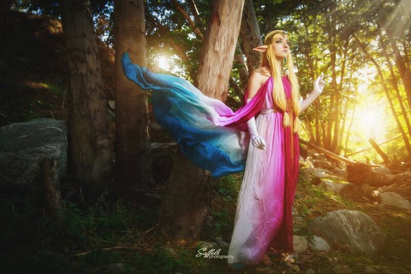 Cosplayer in Forest — Pink