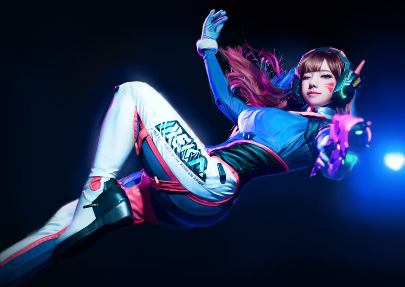 Cosplayer in Futuristic Suit — Blue