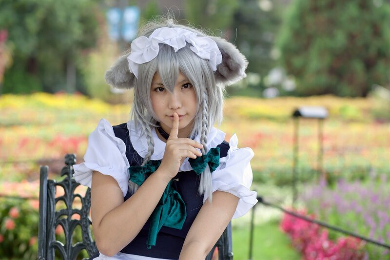 cosplayer in garden
