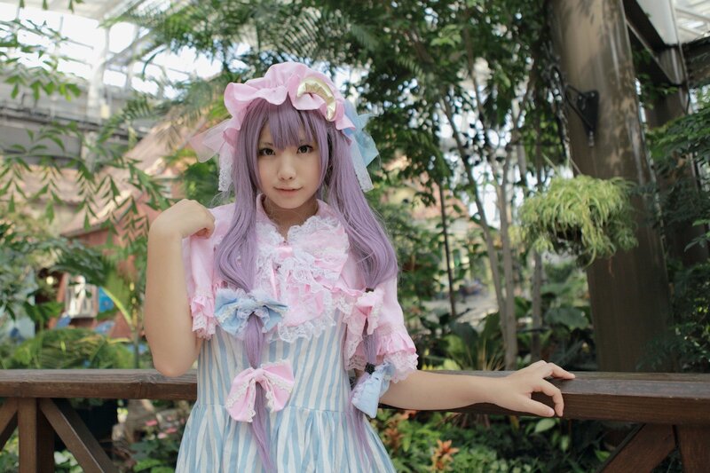 Cosplayer in Garden — Pink