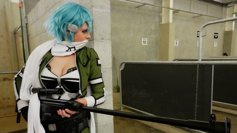 cosplayer in green jacket