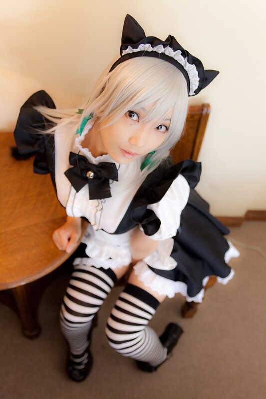cosplayer in maid outfit