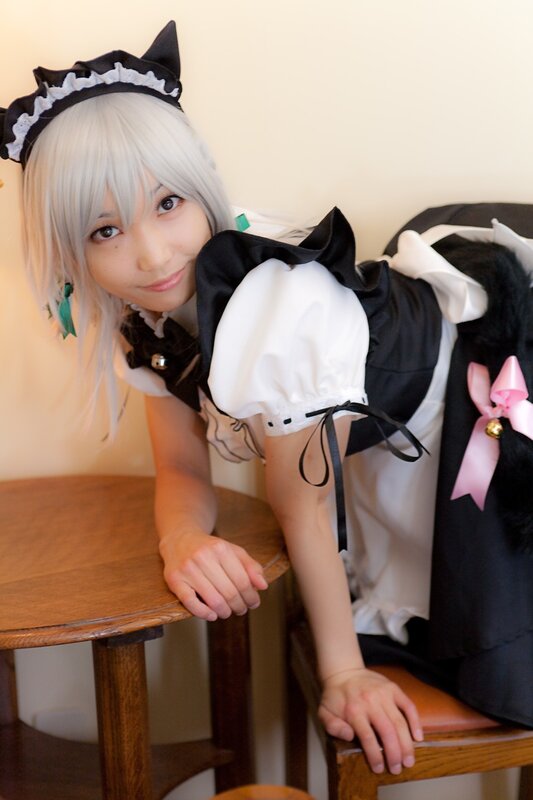 cosplayer in maid outfit