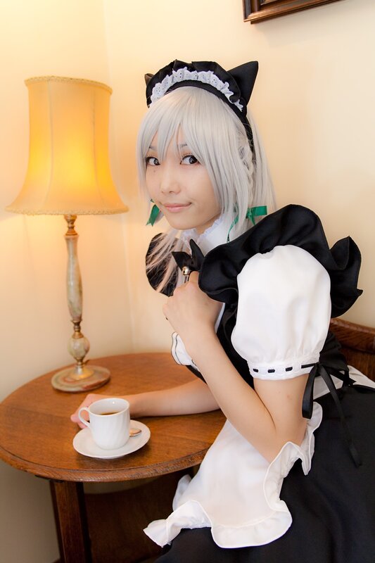 cosplayer in maid outfit