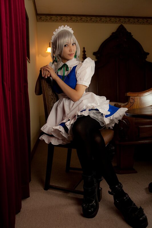 cosplayer in maid outfit