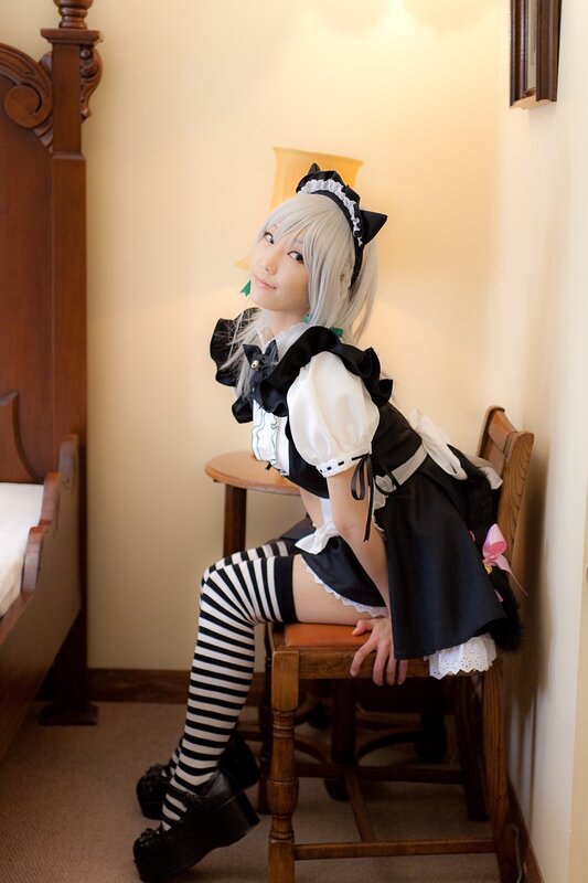 cosplayer in maid outfit