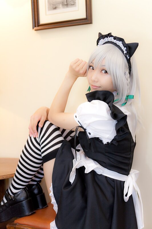 cosplayer in maid outfit