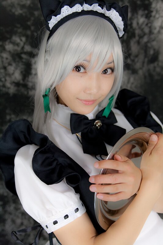 cosplayer in maid outfit