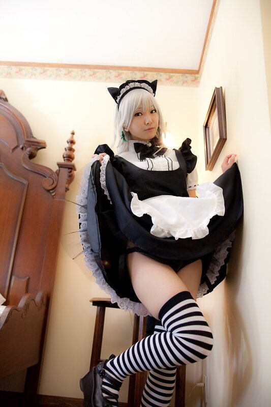 cosplayer in maid outfit