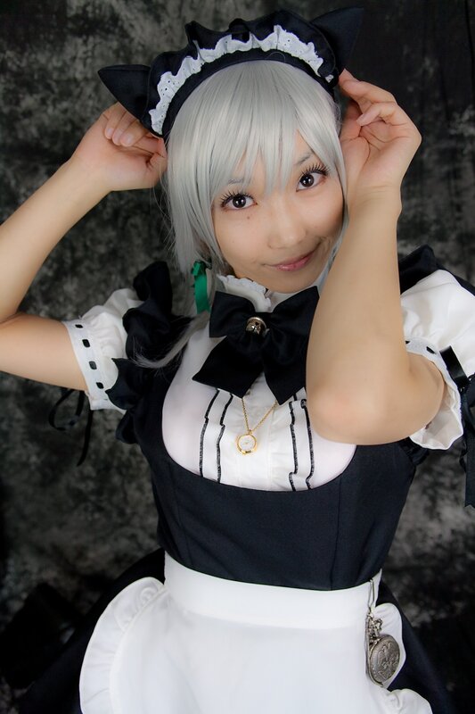 cosplayer in maid outfit