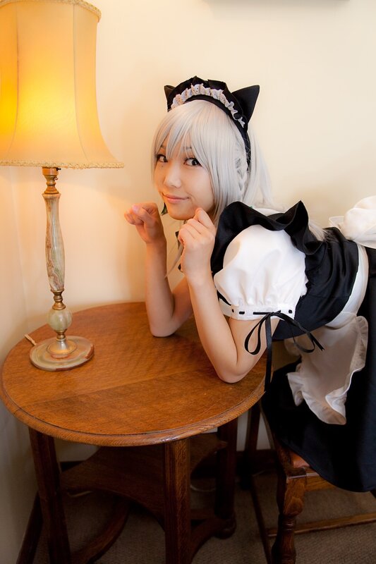 cosplayer in maid outfit