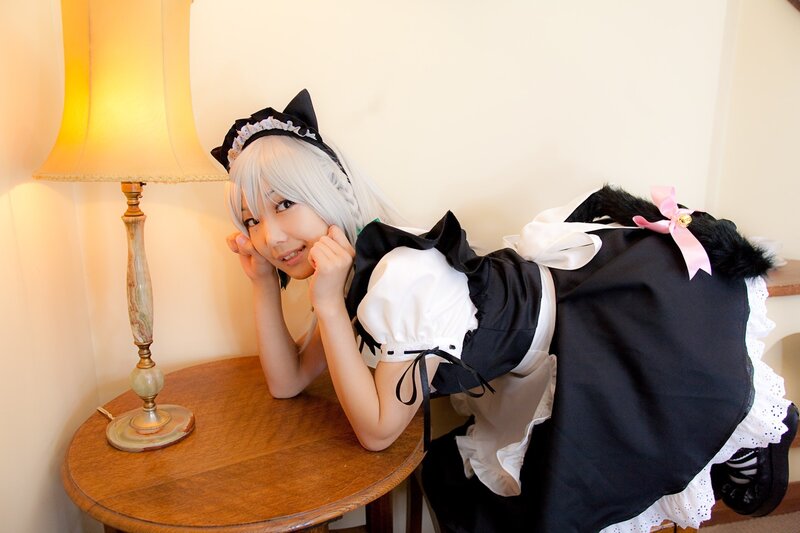 cosplayer in maid outfit