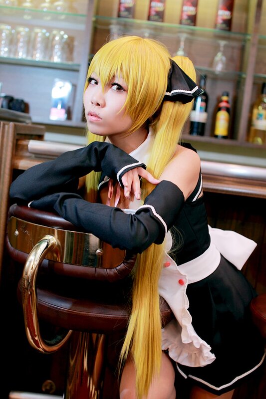 cosplayer in maid outfit