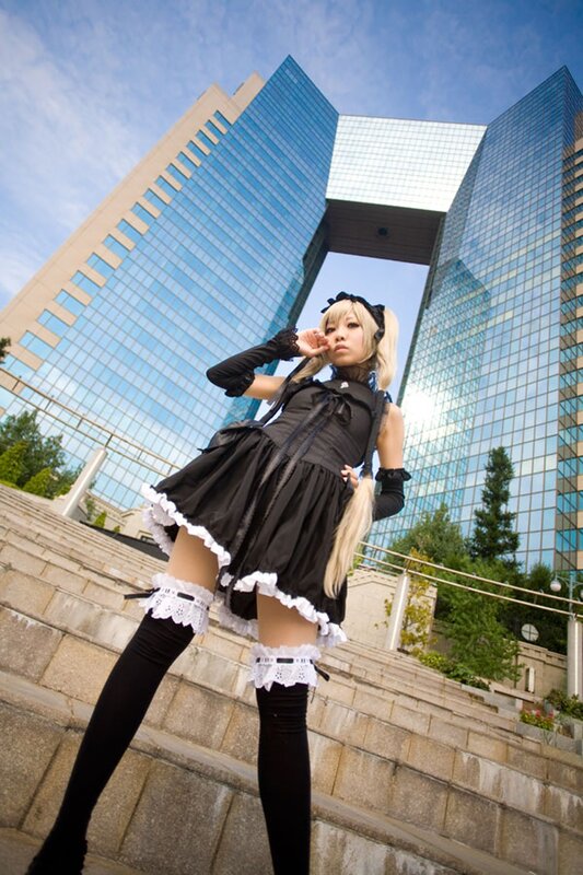 cosplayer in maid outfit