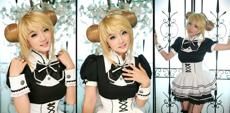 cosplayer in maid outfit